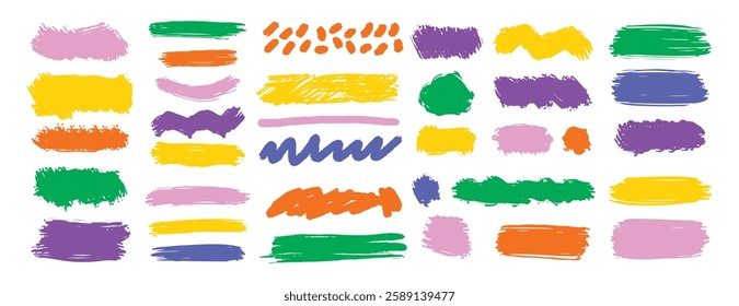 Brush paint background frame box. Color stroke brush paint for text box square frame. Vector hand drawn banner background set graphic element. Vector illustration