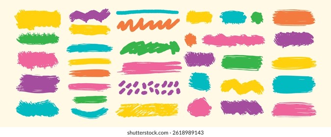 Caixa do quadro de plano de fundo da pintura do pincel. Pintura de pincel de traçado colorido para quadro quadrado da caixa de texto. Elemento gráfico do conjunto de plano de fundo do banner desenhado à mão do vetor. Ilustração vetorial