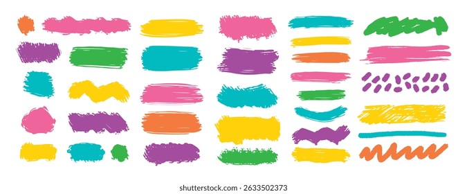 Brush paint background frame box. Color stroke brush paint for text box square frame. Vector hand drawn banner background set graphic element. Vector illustration