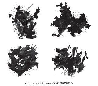 brush paint blast on white background,	Abstract Brush black in splash paint strokes vector.