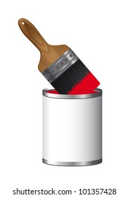 brush paint with paint bottle isolated over white background. vector