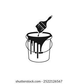 brush and paint can icon vector