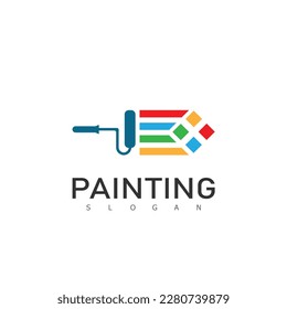 Brush and paint  color with minimalist design style. Creative concept of paint design