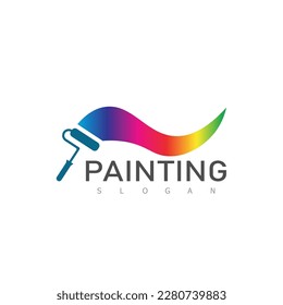 Brush and paint  color with minimalist design style. Creative concept of paint design