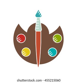 Brush and paint flat icon on white background