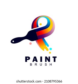 Brush and paint with full color with minimalist design style. Creative concept of paint design