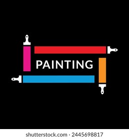 Brush and paint with full color with minimalist design style. Creative concept of paint design