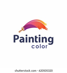 Brush and paint with full color with minimalist design style. Creative concept of paint design