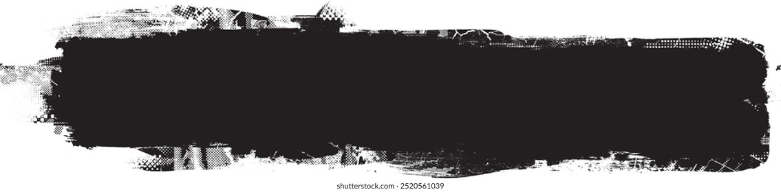 Brush paint .Grunge Paint Roller . Vector brush Stroke . Distressed banner . Black stripe with rough edges. paintbrush design element . Gradient brush . Bulge line . Distress textured stroke