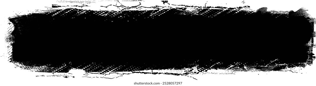 Pincel. Rolo de tinta Grunge . Traçado do pincel vetorial . Banner angustiado . Listra preta com bordas ásperas. elemento de design de pincel . Pincel de gradiente . Linha de protuberância . Acidente vascular cerebral texturizado de angústia