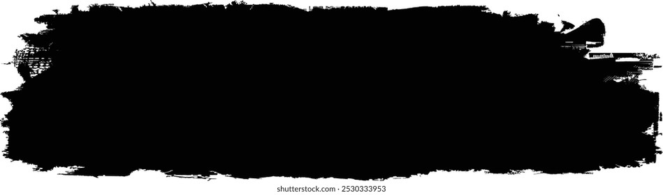 Pincel. Rolo de tinta Grunge . Traçado do pincel vetorial . Banner do Grunge . Listra preta com bordas ásperas. elemento de design de pincel . Pincel de gradiente . Linha de protuberância . Sofrimento, derrames grungy