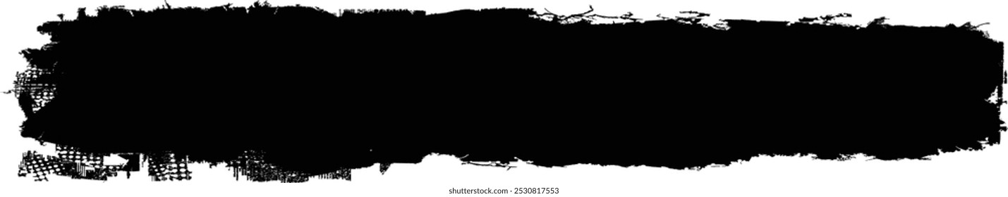 Brush paint .Grunge Paint Roller . Vector brush Stroke . Grunge banner . Black stripe with rough edges. paintbrush design element  . Bulge line . Distress, grungy vector strokes