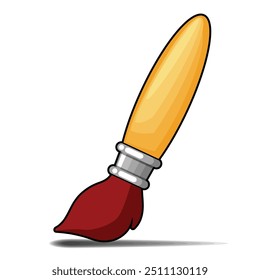 Brush paint icon in cartoon flat style. School supplies concept. Vector on transparent background
