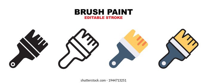 Brush Paint icon set with different styles. Icons designed in filled, outline, flat, glyph and line colored. Editable stroke and pixel perfect. Can be used for web, mobile, ui and more.