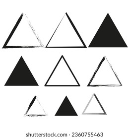 Brush paint ink triangle shaped elements. Vector illustration. EPS 10.