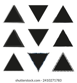 Brush paint ink triangle shaped elements. Vector illustration. EPS 10.