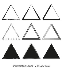 Brush paint ink triangle shaped elements. Vector illustration. EPS 10.