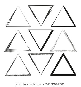 Brush paint ink triangle shaped elements. Vector illustration. EPS 10.
