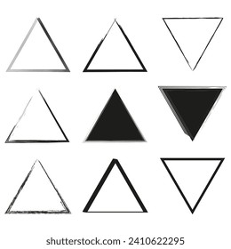 Brush paint ink triangle shaped elements. Vector illustration. EPS 10.