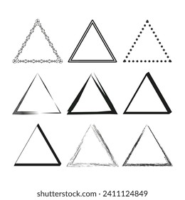 Brush paint ink triangle shaped elements. Vector illustration. EPS 10.