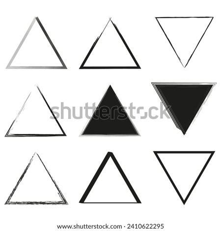 Brush paint ink triangle shaped elements. Vector illustration. EPS 10.