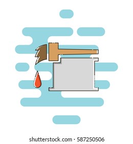 Brush paint jar color thin line icon. Mbe minimalism style