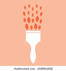 Brush paint leaf. Vector illustration	