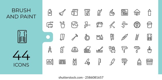 Brush And Paint modern icon. Contains such icons as graphic, roller, spray, painting, tools, artwork, water and more. Minimalistic icons. Vector icons editable stroke.