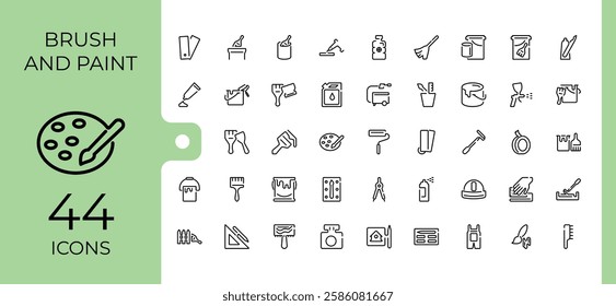 Brush And Paint modern icon. Contains such icons as graphic, roller, spray, painting, tools, artwork, water and more. Minimalistic icons. Vector icons editable stroke.