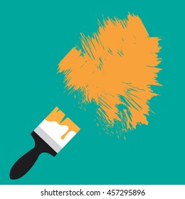 brush and paint on a blue background