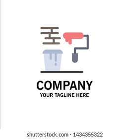 Brush, Paint, Painting, Roller, Tools Business Logo Template. Flat Color