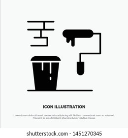 Brush, Paint, Painting, Roller, Tools solid Glyph Icon vector