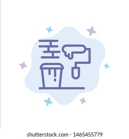 Brush, Paint, Painting, Roller, Tools Blue Icon on Abstract Cloud Background. Vector Icon Template background