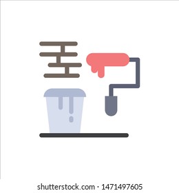 Brush, Paint, Painting, Roller, Tools  Flat Color Icon. Vector icon banner Template