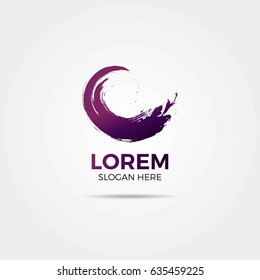 brush paint purple logo vector