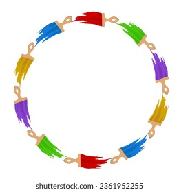brush with paint stain round art frame