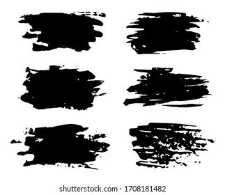 Pincel de pincel. Establecer trazos gruesos. Colocar el marco de tinta de texto aislado en fondo blanco. Plantas de rastreo. Cajas de pincel Rectangle para el diseño. Cepilla elementos sucios de textura de distrés. Vector
