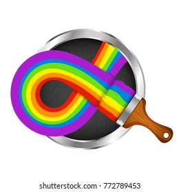 Brush with paint symbol for business