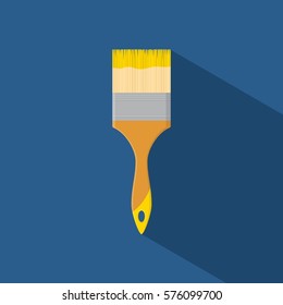 Brush paint tool icon isolated on blue background with shadow in flat style. Vector illustration