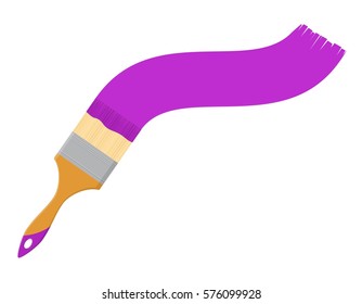 Brush paint tool violet isolated on white background in flat style. Vector illustration