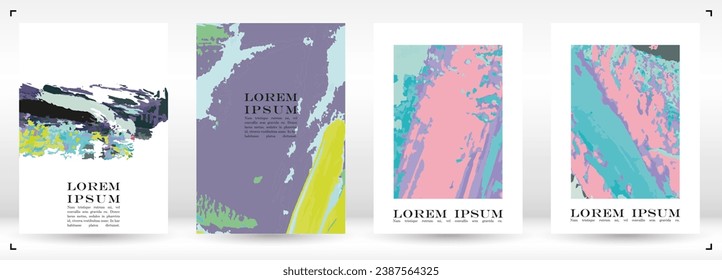 Brush paint Vector Background Templates Set.  Paintbrush Shapes Print Design. Good for Cover, Invitation, Banner, Placard, Brochure, Poster, Card, Flyer and other.