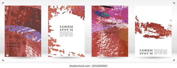 Brush paint Vector Background Templates Set.  Hand Painted Artwork Page Collection. Good for Cover, Invitation, Banner, Placard, Brochure, Poster, Card, Flyer and other.