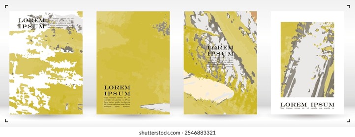 Brush paint Vector Background Templates Set.  Hand Drawn Artistic Covers Design. Ideal for Banner, Flyer, Invitation, Business Card.