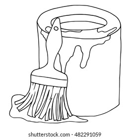 Brush and paint vector. Coloring book repair