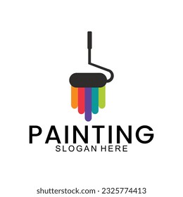 brush and paint vector. full color. minimalist concept and painting logo