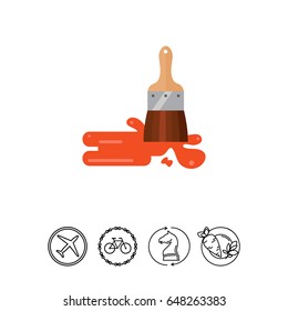 Brush with paint vector icon