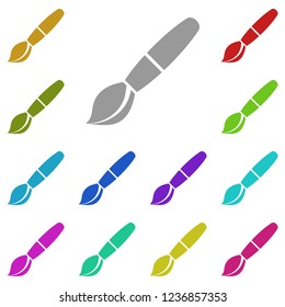 brush, paintbrush, tassel, raceme, cluster, pencil icon in multi color. Simple glyph vector of web set for UI and UX, website or mobile application