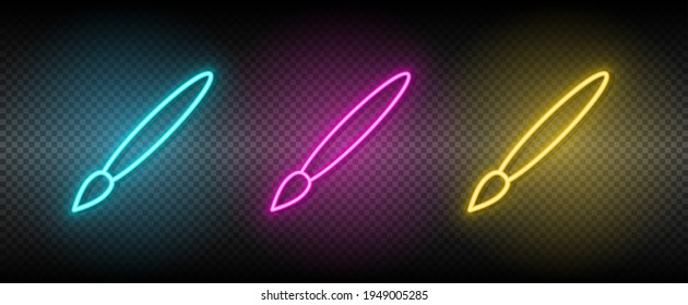 brocha, pincel vectorial icono amarillo, rosa, neón azul. Icono de vector de herramientas