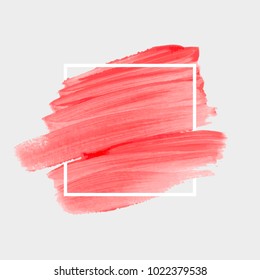 Brush painted acrylic abstract background illustration vector over square frame. Perfect watercolor design for headline, logo and sale banner. 