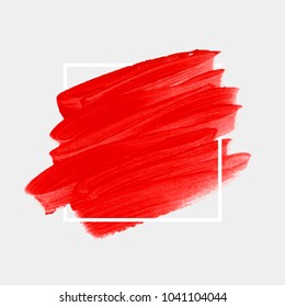 Brush painted acrylic abstract background illustration vector over square frame. Perfect watercolor design for headline, logo and sale banner. 
